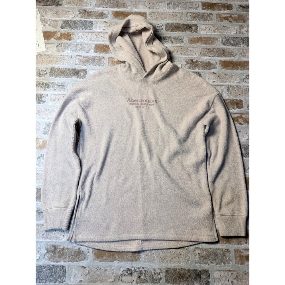 Abercrombie & Fitch Soft A&F Cozy Hoodie Beige Embroidered Logo XS Womens